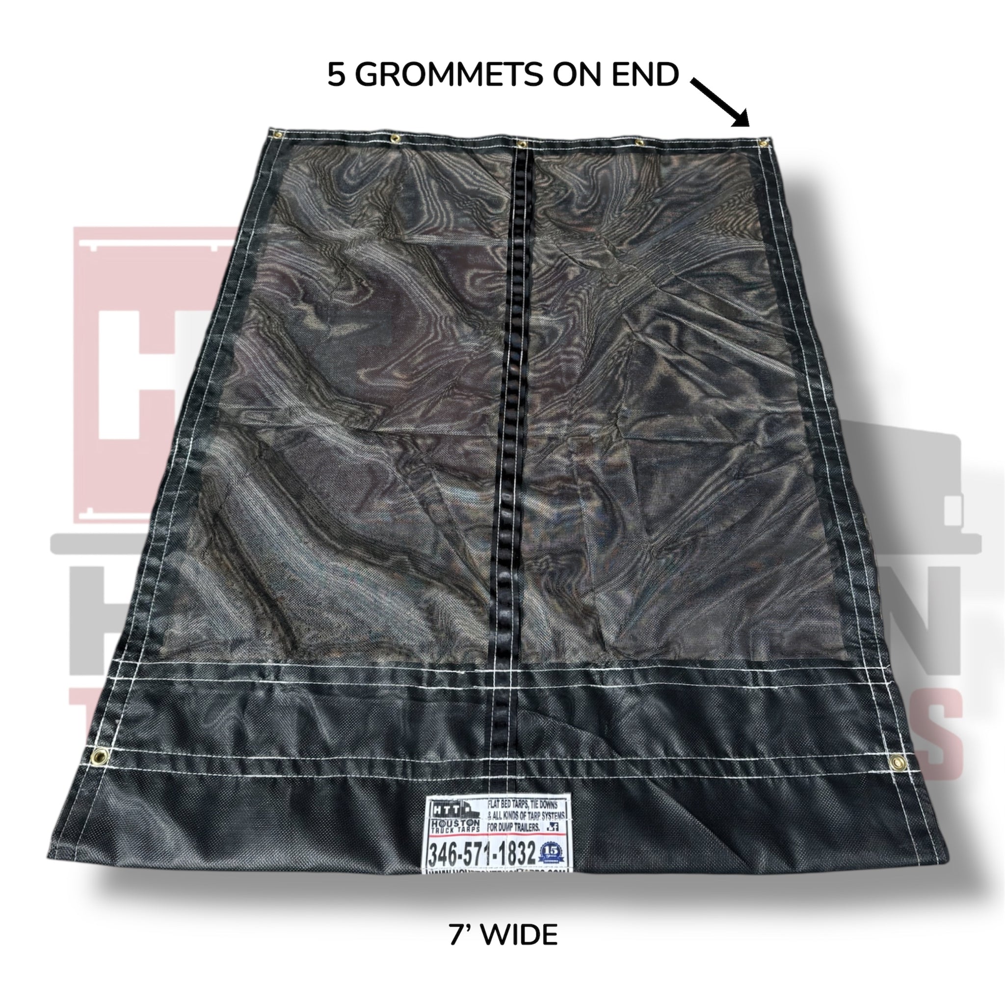 7' x 15' 10-OZ Black Mesh Tarp